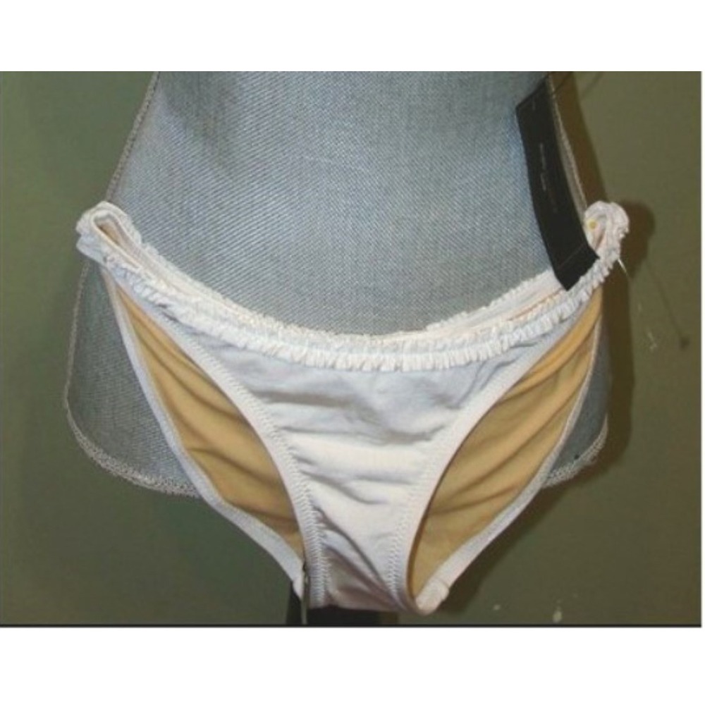NWT BCBG Max Azria L Ruffle Bikini Bottom White 113829